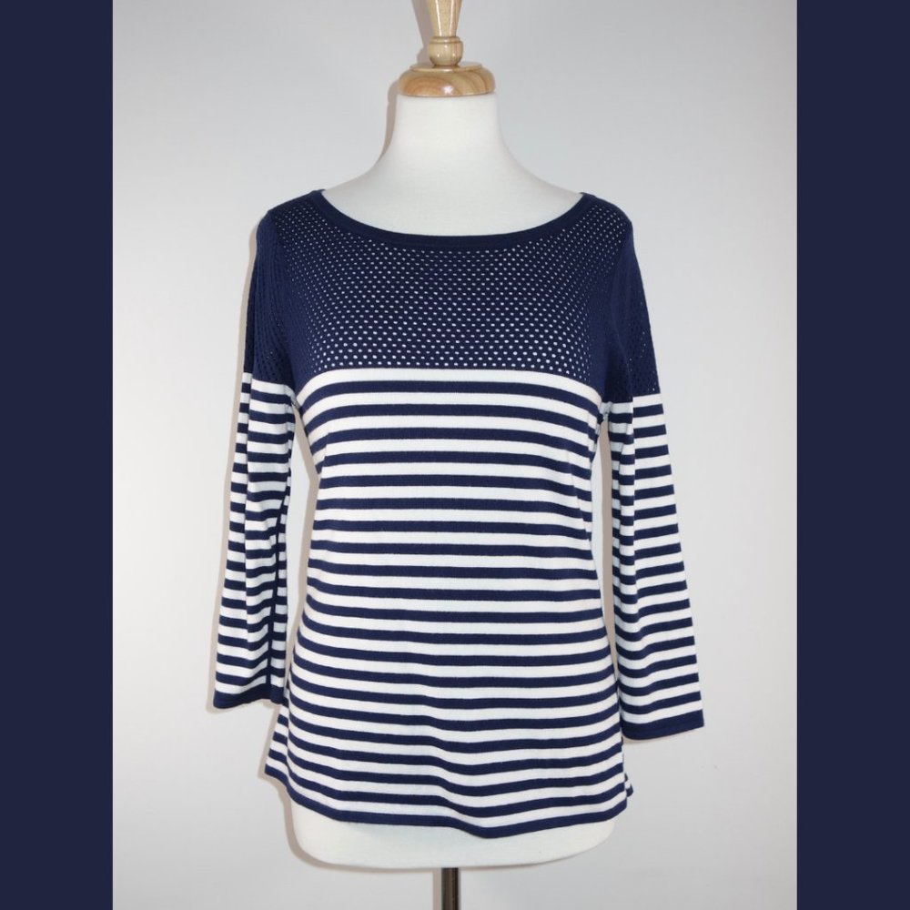 Rag & Bone Navy blue and white stripe top - size M